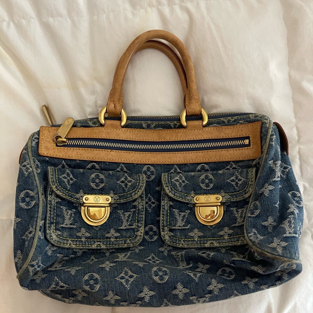 Louis Vuitton Denim and Tan Satchel